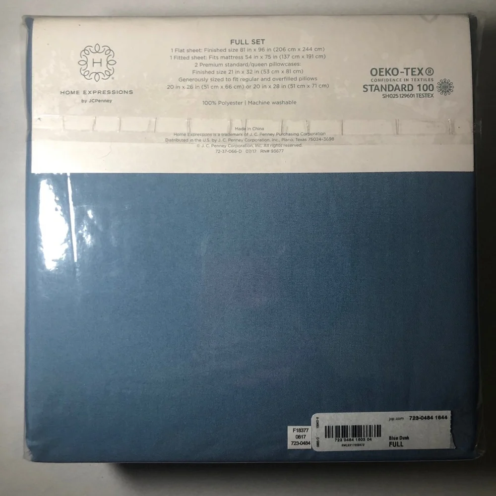 Home Expressions Microfiber Sheet Set - Full Size- Blue Dusk NEW JCPenney